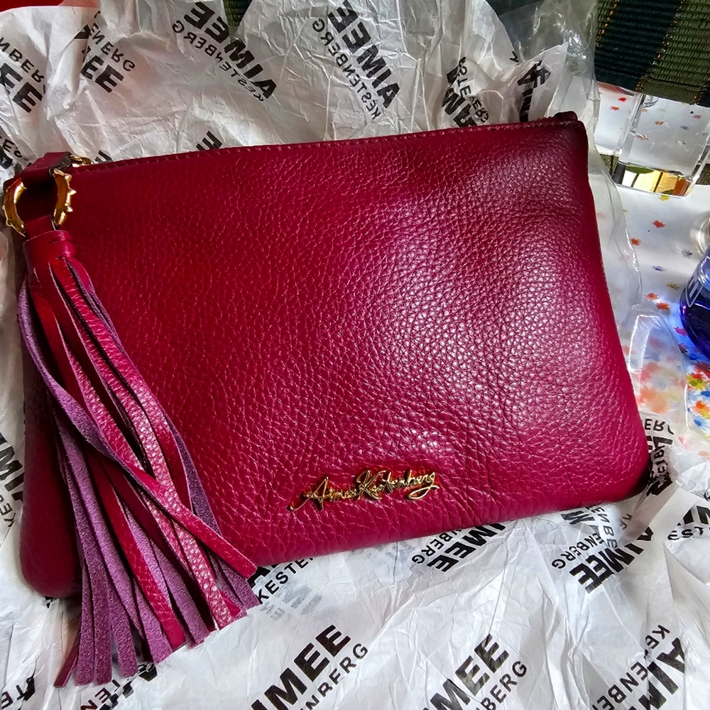 Amy Kestenburg small leather pouch raspberry